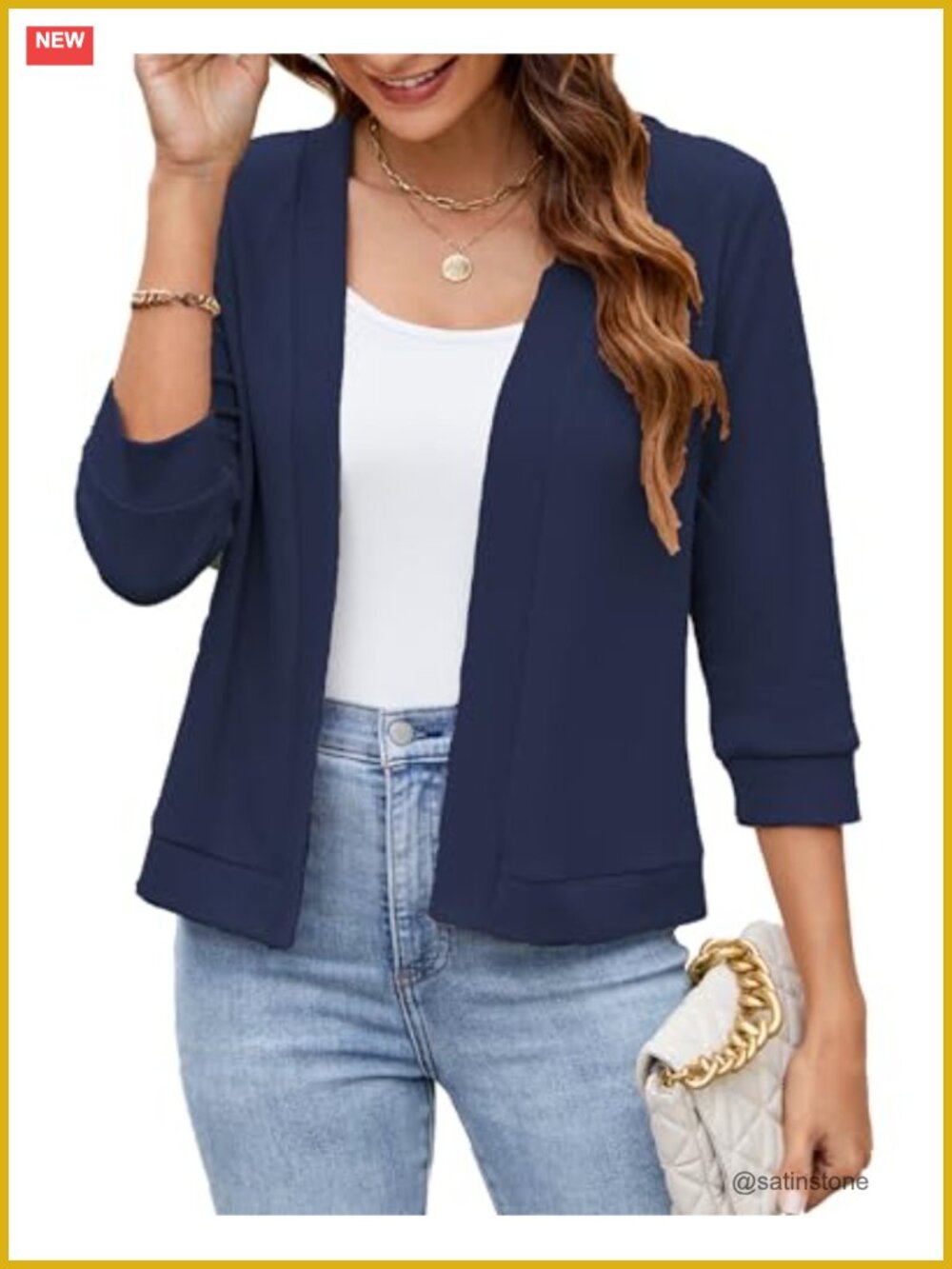 Womens Cropped Cardigan 3/4 Sleeve Open Front Casual Bolero Shrug